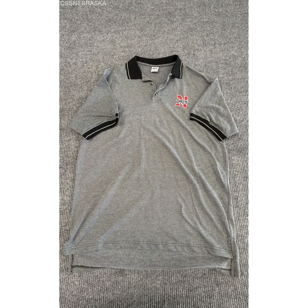 True Fan Men's Nebraska Cornhuskers NCAA Polo Shirt Gray Vintage Y2K Sz XL
